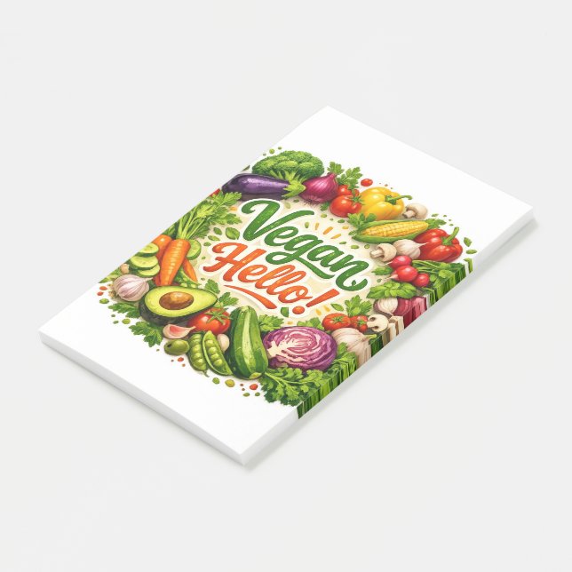 Vegane Hello Post‑It Notizen  (angewinkelt)