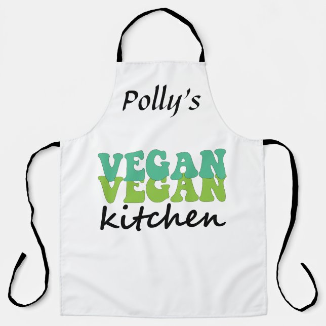 Vegane Küche. Coole Retroschrift Schürze (Vorderseite)