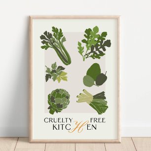 Vegane Küchen-Wandkunst Grausamkeitsfrei Minimalis Poster