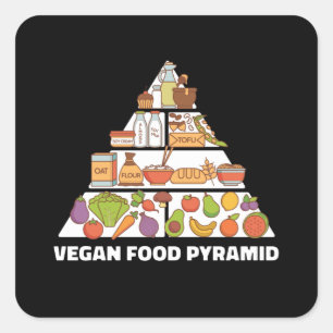 VEGANE LEBENSMITTELPYRAMID QUADRATISCHER AUFKLEBER