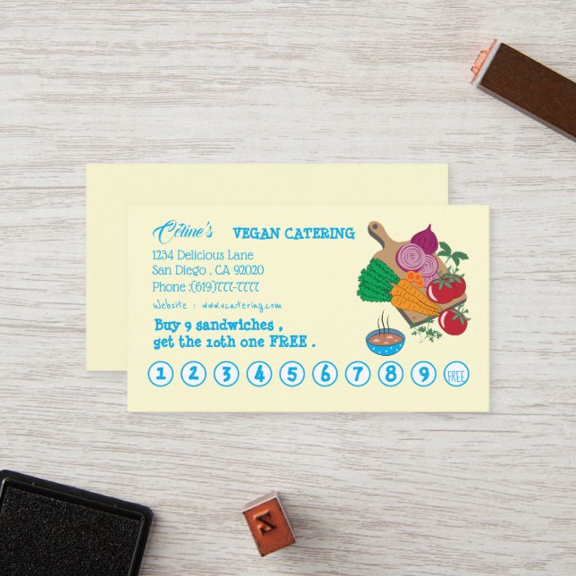 Vegane Loyalitätskarte Treuekarte (Vorderseite/Rückseite Beispiel)