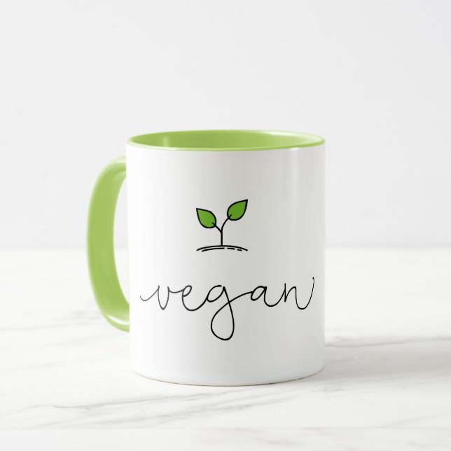 Vegane minimalistische Hintergrundfarbe Tasse (Vorderseite Links)