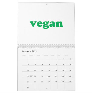 Vegane moderne Typografie in Weiß und Grün Kalender