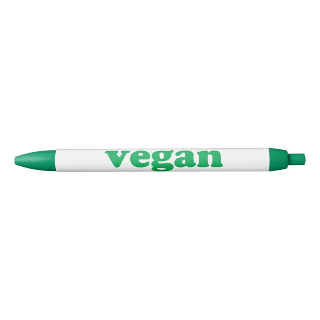 Vegane moderne Typografie in Weiß und Grün Kugelschreiber (Vorderseite)