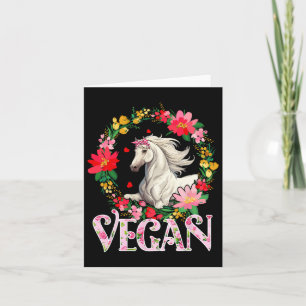 Vegane Niedliche Pferde Blume Runde Landwirtschaft Karte