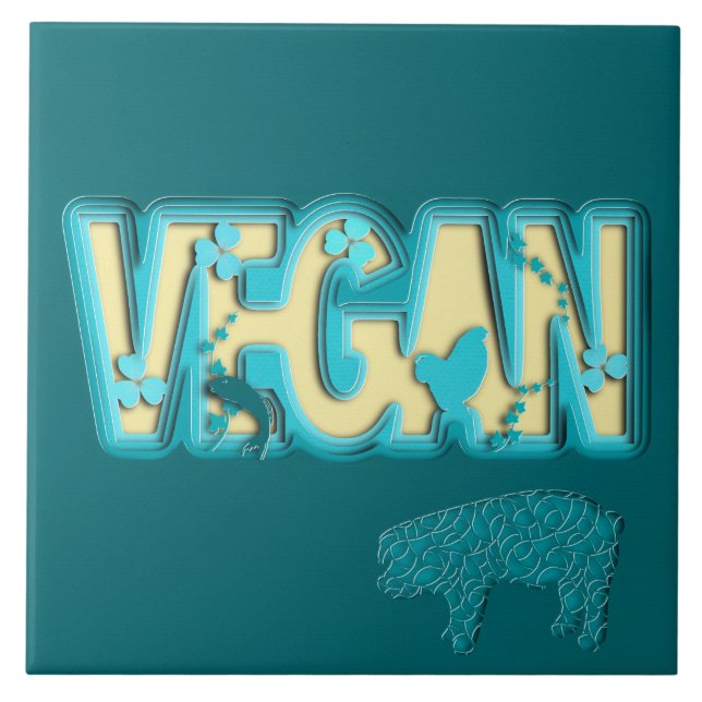Vegane Papierausschnitt Fliese (Vorderseite)