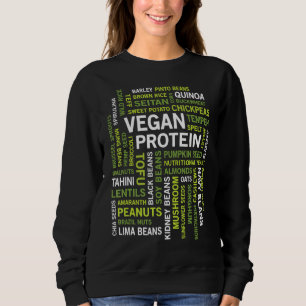 Vegane Proteinquellen Word Cloud Gym Workout Healt Sweatshirt