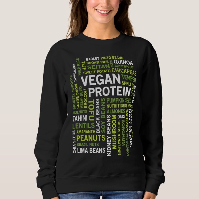 Vegane Proteinquellen Word Cloud Gym Workout Healt Sweatshirt (Vorderseite)