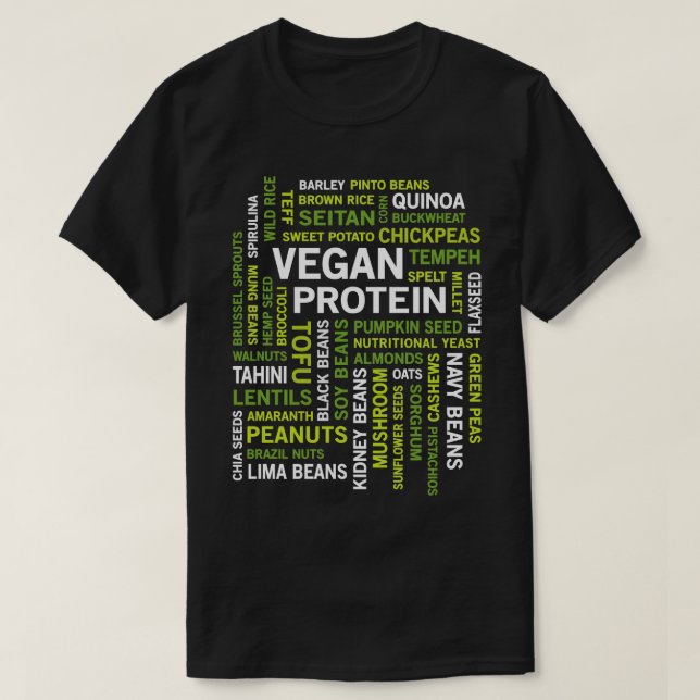 Vegane Proteinquellen Word Cloud Gym Workout T-Shirt (Design vorne)