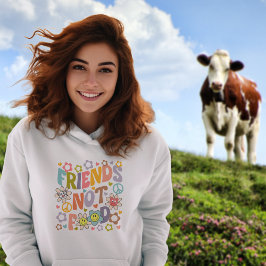 Vegane Retro Friends Not Food, trendige Blume Hoodie