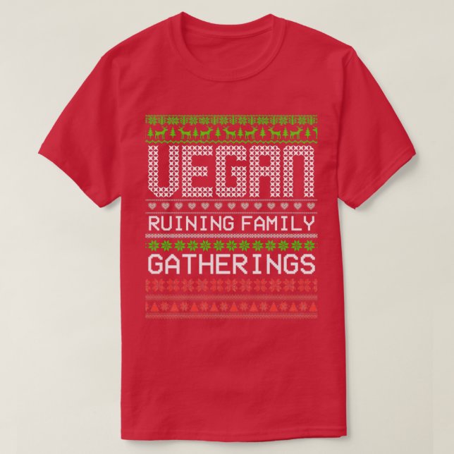 Vegane Ruiningfamilien-Ansammlungen Vegan Weihnach T-Shirt (Design vorne)