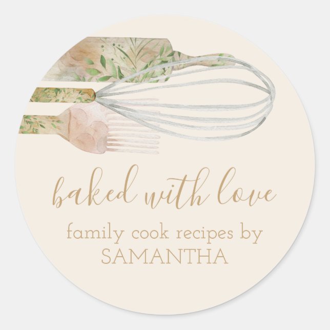 Vegane Rustikale Rolling Button Whisky Koch Bäcker Runder Aufkleber (Vorderseite)