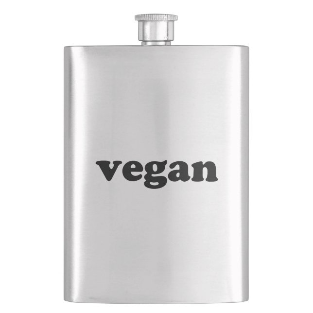 "vegane" schwarze Buchstaben Flachmann (Vorderseite)