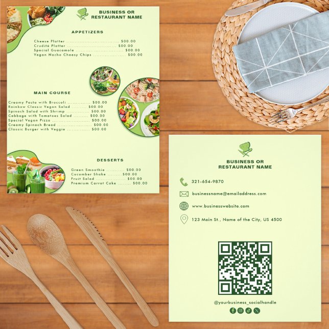 Vegane Speisekarte Beruflich | QR-Code Flyer (Von Creator hochgeladen)