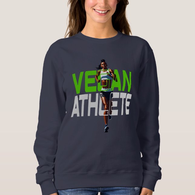 vegane Sportlerin , veganes Pullover (Vorderseite)