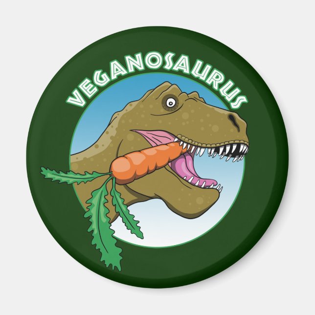 Vegane T-Rex - Veganismus Spaß Magnet (Vorne)