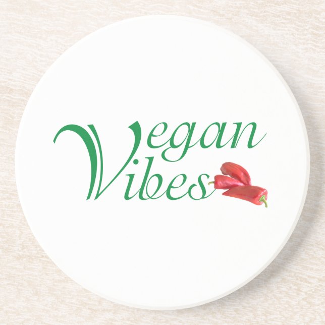 Vegane Vibes Sandstein Untersetzer (Vorne)