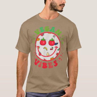 Vegane Vibes Smile Face Welt Vegetarier Tag Pflanz T-Shirt