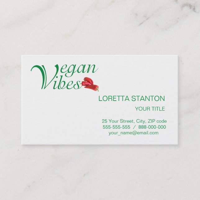 Vegane Vibes Visitenkarte (Vorderseite)