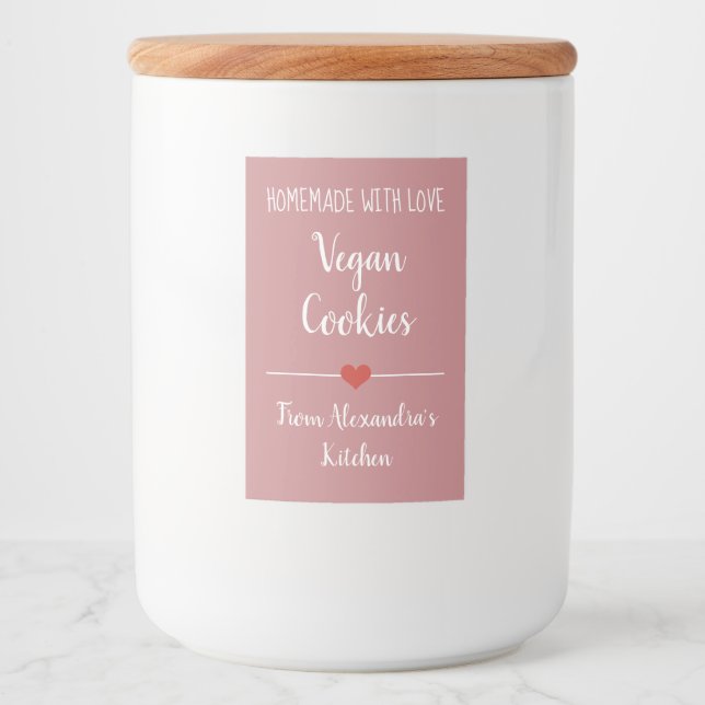 Vegane Vintage rosa Kekse Lebensmitteletikett (Vorderseite)