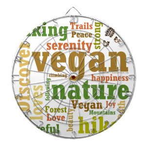 Vegane Wanderung Word Cloud Dartscheibe