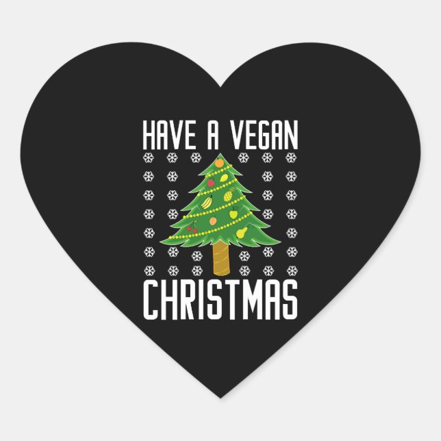 vegane Weihnachten Herz-Aufkleber (Vorderseite)