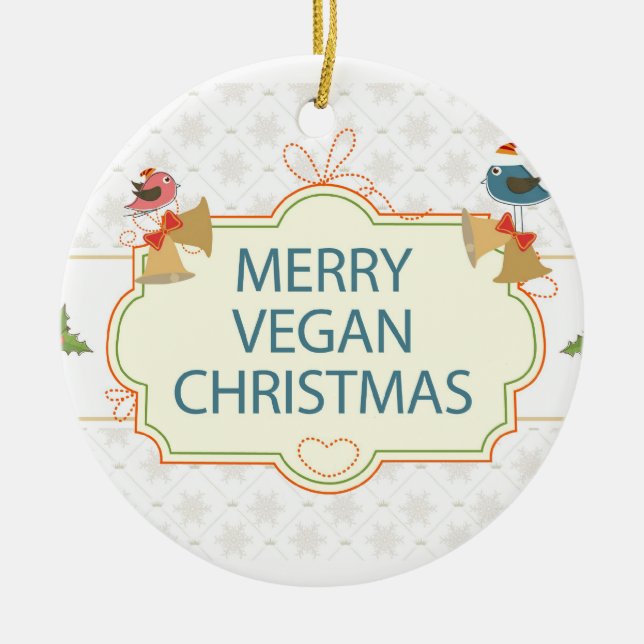 Vegane Weihnachten Keramik Ornament (Vorne)