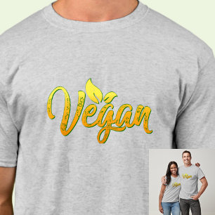 Vegane Word-Gelb-Goldtypografie in der Farbe Licht T-Shirt