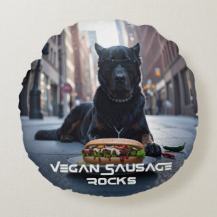 VEGANE WURST ROCKS - LUSTIG RUNDES KISSEN