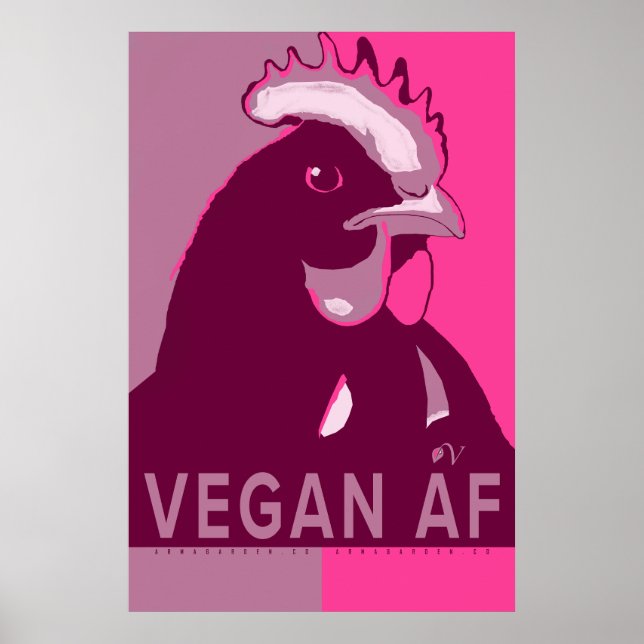 Veganer AF Rosa Camouflage Pop Art Hühnerposter Poster (Vorne)