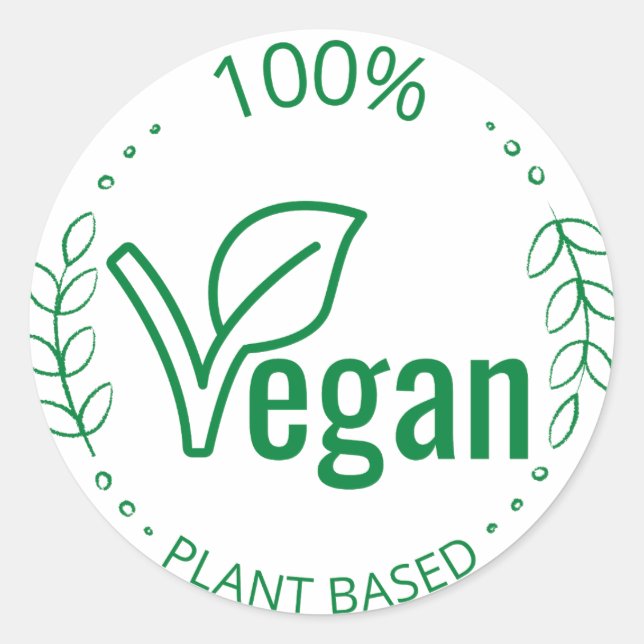 veganer Aufkleber auf 100%iger Pflanze (Vorderseite)