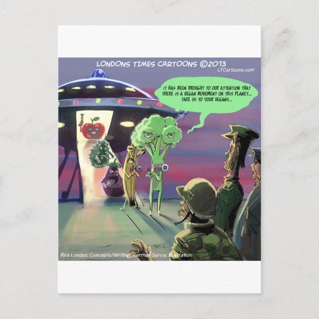 Veganer Außerirdischer Lustig Postkarte (Vorderseite)