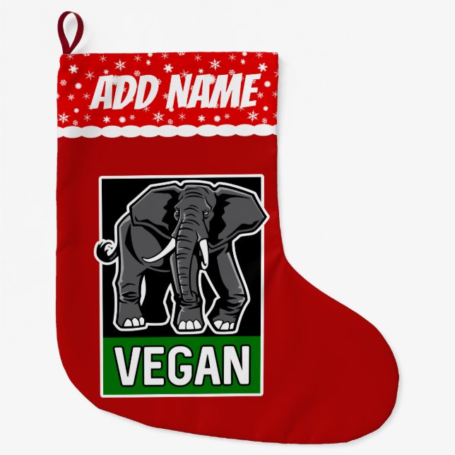 Veganer Elefant Großer Weihnachtsstrumpf (Vorderseite)