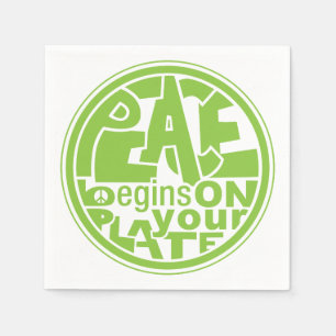 Veganer Frieden beginnt auf Ihrem Plattenpapier Na Serviette