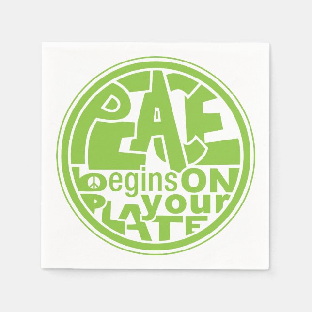 Veganer Frieden beginnt auf Ihrem Plattenpapier Na Serviette (Vorderseite)
