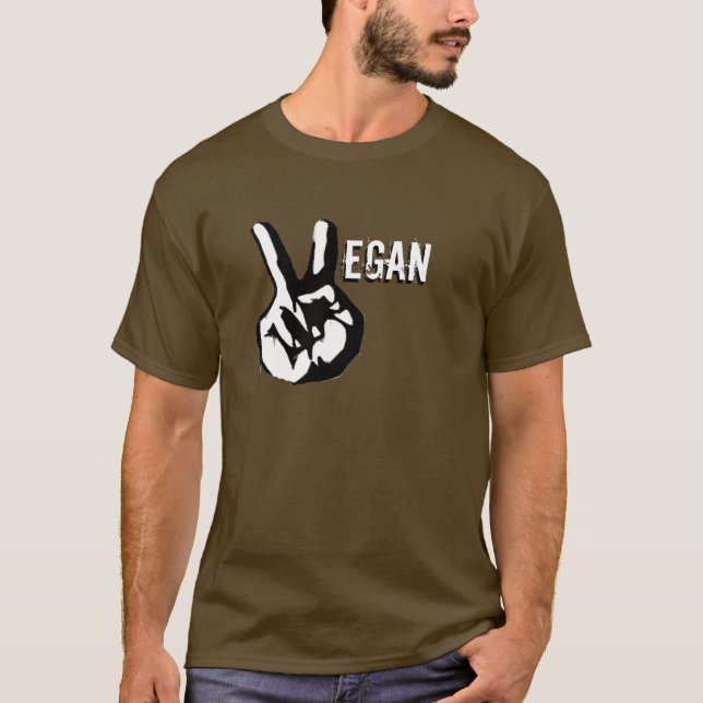 Veganer Friedensdunkle lange Hülse T T-Shirt (Vorderseite)