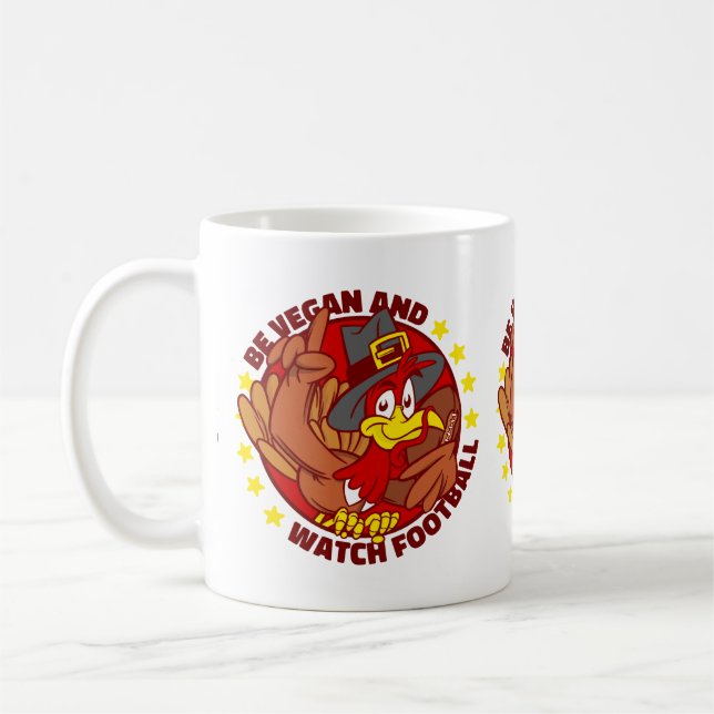 veganer glücklicher Turnhalsfußball Kaffeetasse (Links)