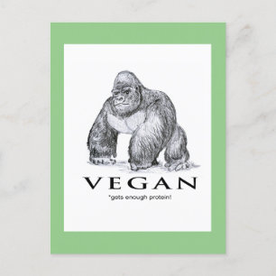 Veganer Gorilla bekommt genug Eiweiß Postkarte