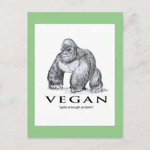 Veganer Gorilla bekommt genug Eiweiß Postkarte