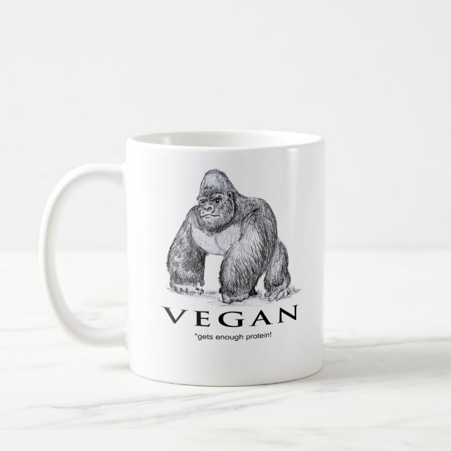 Veganer Gorilla erhält genügend Protein lustig Kaffeetasse (Links)