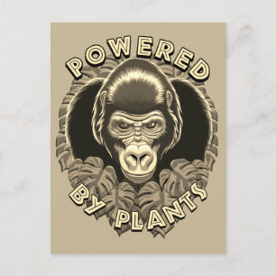 Veganer Gorilla - Powered by Pflanze Zitat Postkarte