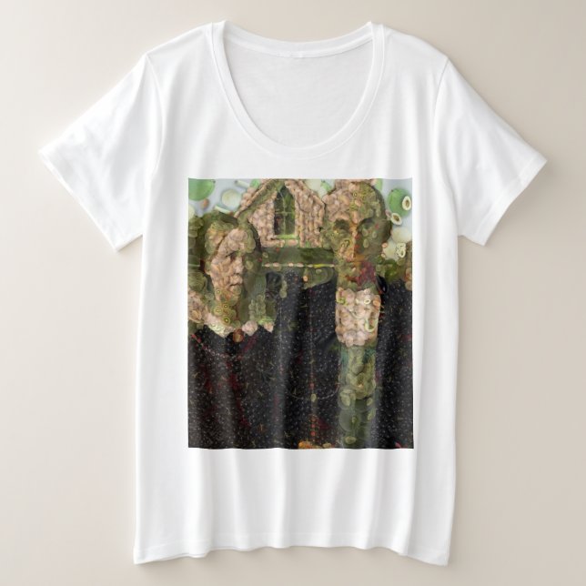 Veganer gotischer Kunstlöffel Große Größe T-Shirt (Design vorne)