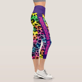 Veganer, lebendiger Regenbogendruck Capri Leggings