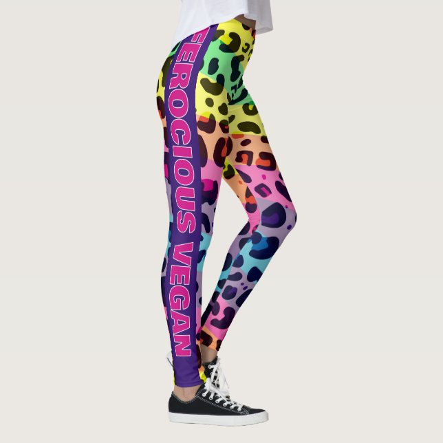 Veganer, lebendiger Regenbogendruck Leggings (Rechts)