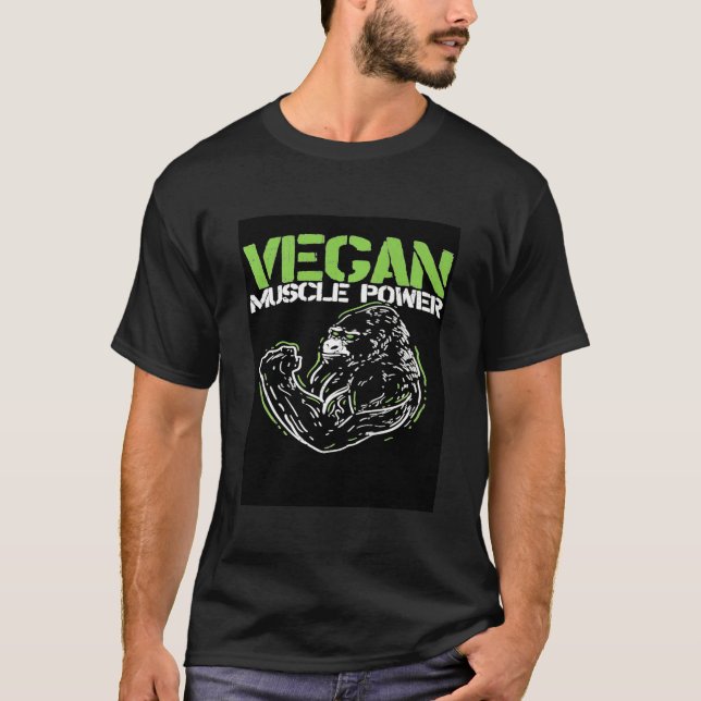 Veganer Muskel M0nkey Ape Liebe Tiere T-Shirt (Vorderseite)