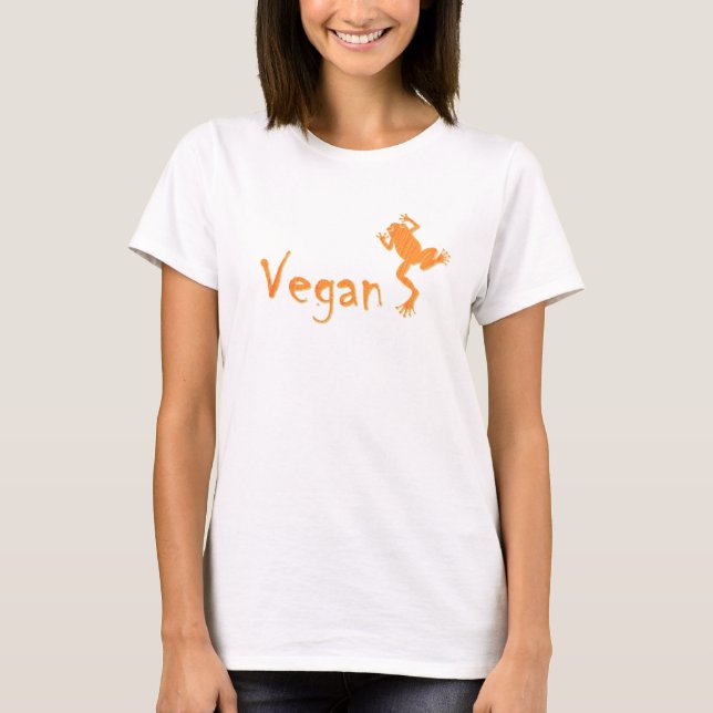 Veganer orange Frosch T-Shirt (Vorderseite)