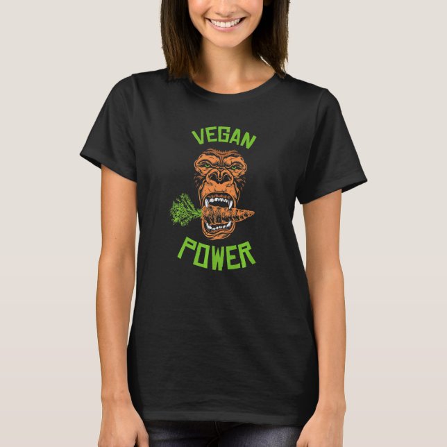 Veganer Power Gorilla mit Karotte T-Shirt (Vorderseite)