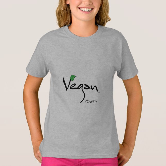 Veganer Power mit grünem Leaf Cool T-Shirt (Vorderseite)