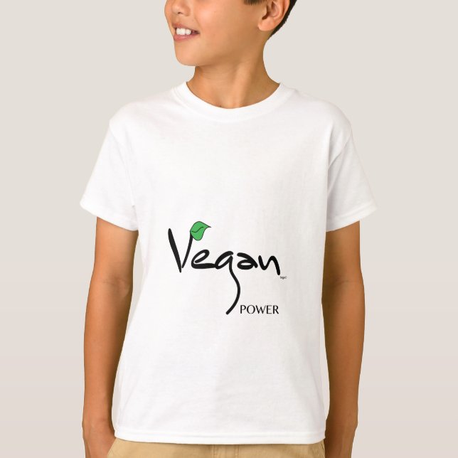 Veganer Power mit grünem Leaf Cool T-Shirt (Vorderseite)