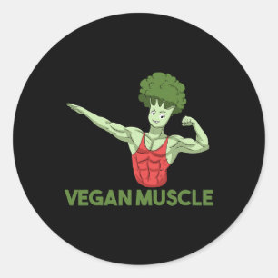 Veganer Power Vegetarische Pflanze Broccoli Bodybu Runder Aufkleber